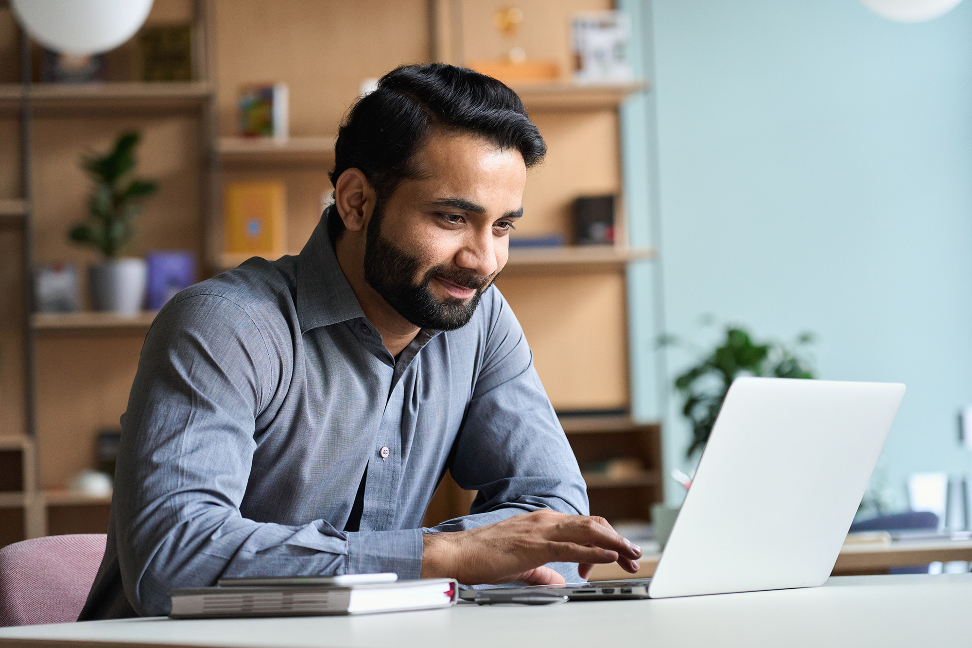 Man using laptop computer