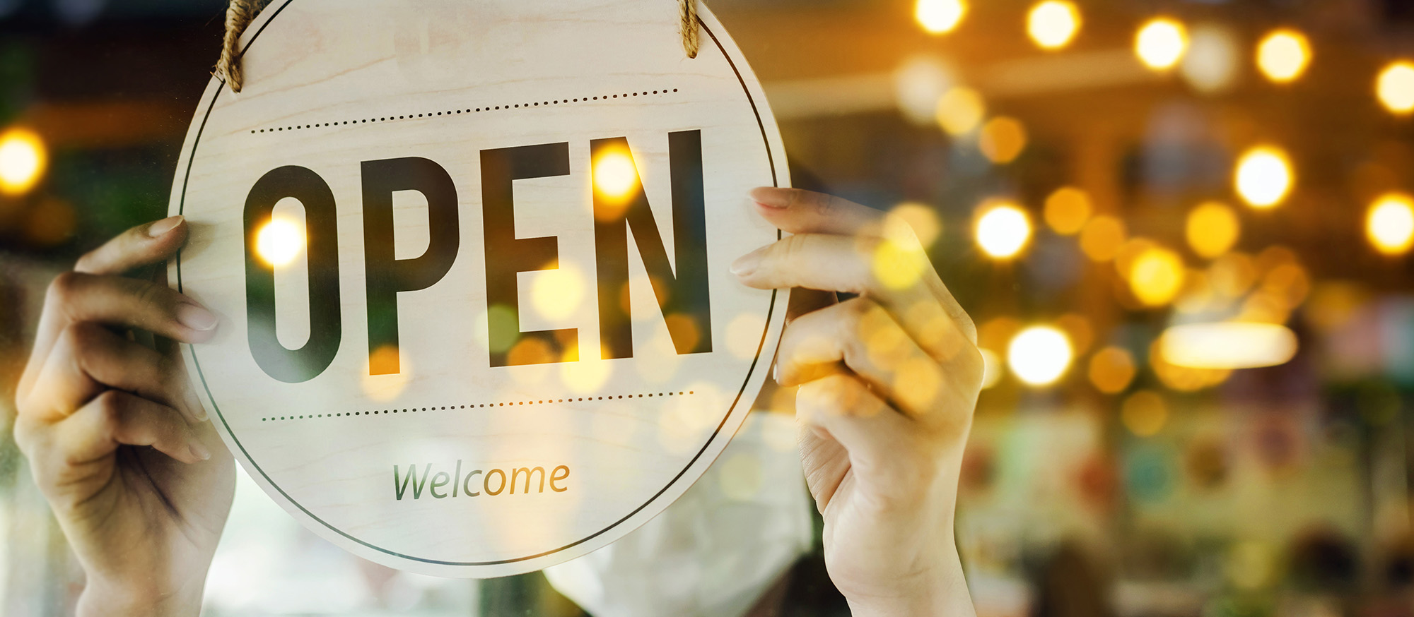 Open welcome sign in window